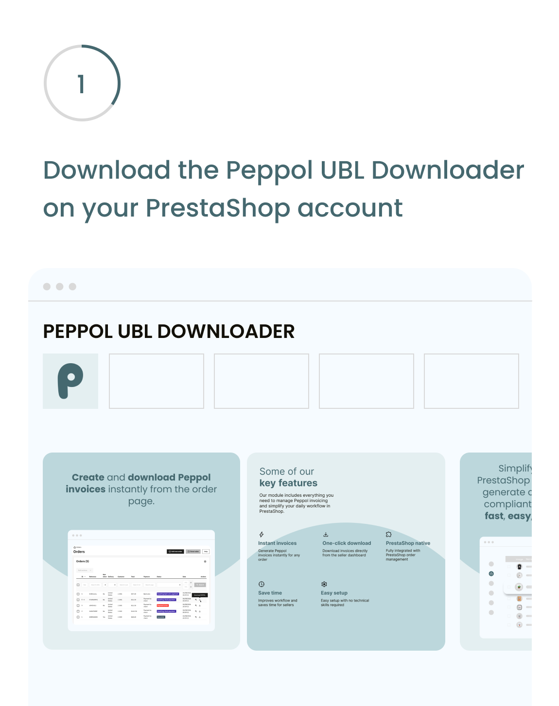 Download the Prestashop E-Invoicing on your PrestaShop account.